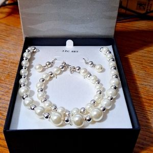 Faux pearls - costume jewelry - 3 piece - Brand New - never worn - lightweight